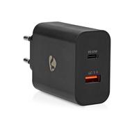 Nedis Chargeur mural USB-C 65W + Quick Charge 3.0 USB-A Noir