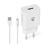 Nedis chargeur secteur 12 W 1x 2.4 A A - nombre de sorties : 1, USB-A, câble USB Type-C™ (en vrac), sortie à tension unique, blanc