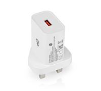 Nedis chargeur secteur - 18 W - fonction de charge rapide - 3.0 A - nombre de sorties : 1 - USB-A - sélection automatique de la tension