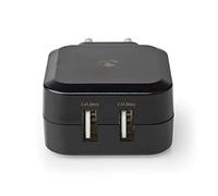 Nedis Chargeur Secteur - 2 x 2,4 A - Type de Port : 2 x USB-A - 24 W - Sortie Mono-Tension - PC - Noir