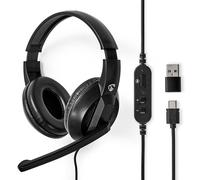 Nedis Chstu210Bk Pc-Headset Over-Ear Stereo Usb Type-A / Usb Type-C&Trade ; Collapsible Microphone Black