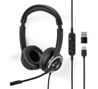 Nedis Chstu310Bk Pc-Headset On-Ear Stereo Usb Type-A / Usb Type-C&Trade ; Collapsible Microphone Black