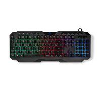 Nedis Clavier de jeu filaire USB Type-A Clés à membrane LED AZERTY Disposition France Alimenté par port USB Longueur du câble d'alimentation: 1.30 m Multimédia