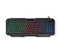 Nedis Clavier de jeu filaire USB Type-A Clés à membrane LED QWERTY Disposition États-Unis Alimenté par port USB Longueur du câble d'alimentation: 1.30 m Multimédia
