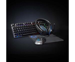 Nedis Combo de Jeu kit | 5-en-1 | Clavier, Casque, Souris et Tapis de Souris | Noir | AZERTY | Disposition France
