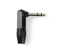 Nedis connecteur audio | coudé | fiche | nickelé | fil à plomb | diamètre d'entrée du câble : 8.0 mm | aluminium | noir | 1 pièce | sac plastique NE550686270