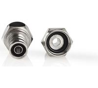 Nedis Connecteur F | droit | Connecteur | Nickelé | 75 Ohm | Twist-on | Diamètre d'entrée du câble : 5.5 mm | Cuivre | Argent | 2 pièces | Emballage avec fenêtre NE550670194