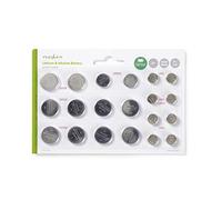 Nedis BALAK20BL Multipack de Piles-Boutons au Lithium CR2025/CR2016/CR1620/LR43/LR54/LR4 20 pièces au Total Blister