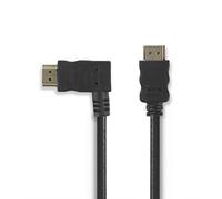 Nedis CVGB34250BK15 Câble HDMI? Haute Vitesse avec Ethernet - Connecteur HDMI - Connecteur HDMI Coudé vers la Gauche - 1,5 m - Noir