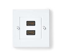 Nedis CVGP34955WT Prise Murale HDMI™ | 2 x HDMI™ Femelle | 4K @ 60Hz | HDMI™ Femelle | Noir | 18 Gbps | plaqué Or | 85 mm | 8 mm | 85 mm | enveloppe