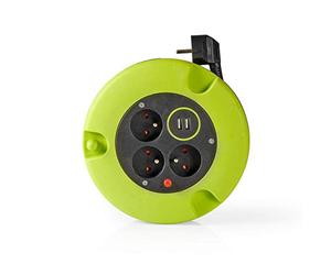 Nedis Enrouleur Rallong de Câble | Type E | 5.00 m | 3000 W | 16 A | Type de mise à la terre: Broche terre | 230 ~ V 50 60Hz | Angle de fiche femelle: 90 ° | H05VV-F 3G1.5mm² | Fusible: Oui | Noir