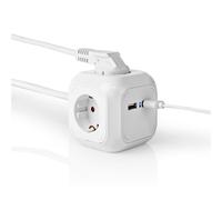 Nedis EXSOC415UFWT multiprise 1,5 m 2 Sortie(s) CA Intérieure Blanc