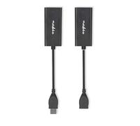 NEDIS Extendeur USB - USB 2.0-1 connecteur USB-A mâle - 1 x RJ45 Femelle - 1 x Prise USB-A - 1 x RJ45 Femelle - 50 m - 480 Mbps - Nickelé - Rond - PVC - Noir - Boîte