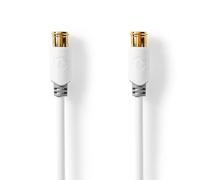 Nedis F Quick - F Quick Cables | F Male Rapide | F Male Rapide | Plaqué or | 75 Ohm | Double blindage | 10.0 m | rond | PVC | Blanc | Emballage avec fenêtre NE550722398