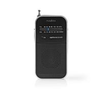 Nedis FM-Radio | Version portable | AM / FM | Fonctionne sur piles | Analogique | 1.5 W | Moniteur noir et blanc | Sortie casque | Aluminium / Noir NE550727896