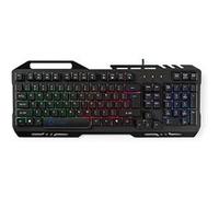 Nedis Clavier GKBD200BKUS – Éclairage RGB USB 2.0 – US International – Noir, conception métallique