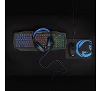 Nedis Gaming Combo Kit | 4-in-1 | Clavier, casque, souris et tapis de souris | Bleu / Noir | QWERTY | Disposition US NE550706567