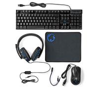 Nedis Combo de Jeu kit | 5-en-1 | Clavier, Casque, Souris et Tapis de Souris | Noir | QWERTY | Dispostion Hollande