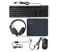 NEDIS Kit Combo de Jeu 5 en 1 Clavier Casque Souris LED Tapis de Souris