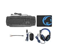 NEDIS GCK41100BKDE Clavier USB QWERTZ Allemand Noir, Bleu