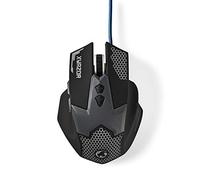 NEDIS GMWD200BK Souris de Jeu Filaire éclairée 2400 DPI 7 Boutons Noir 1,50 m