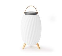NEDIS Haut Parleur Bluetooth avec lumière d'ambiance | Jusqu'à 6 Heures | Conception d'ambiance | 15 W | Mono | Blanc Chaud/RGB | IPX5 | Liable | Blanc/Gris
