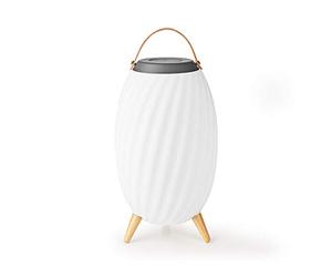 NEDIS Haut Parleur Bluetooth avec lumière d'ambiance | Jusqu'à 6 Heures | Conception d'ambiance | 15 W | Mono | Blanc Chaud/RGB | IPX5 | Liable | Blanc/Gris