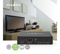 Nedis Hdmi-switch 3 ports 3xhdmi entrée vers 1xhdmi sortie 8k télécommande aluminium 60hz One Size