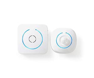 Nedis Home Security Détecteur de Mouvement PIR sans Fil Lumière LED et Carillon avec 8 sonneries Blanc
