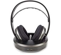 NEDIS HPRF210BK Casque sans Fil - Fréquence radio (RF) - Tour d'oreille - Embase de Chargement - Noir/Argent