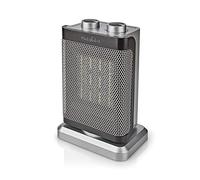 Nedis HTFA17GY | Mini radiateur soufflant | céramique 1000/1500 W | avec thermostat réglable | Oscillation | Sécurité anti-basculement | Gris