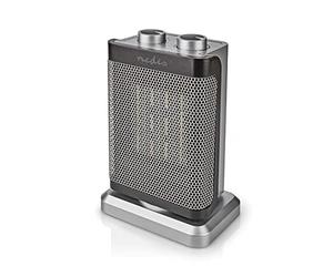 Nedis HTFA17GY | Mini radiateur soufflant | céramique 1000/1500 W | avec thermostat réglable | Oscillation | Sécurité anti-basculement | Gris