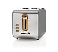 Nedis KABT510EGY Grille-pain Soft Touch pour 2 tranches de pain grillé, bagels ou muffins - Avec 6 niveaux de brunissage, fonctions de réchauffage, de décongélation et d'annulation - Gris