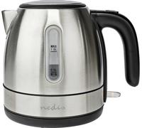 Nedis KAWK300EAL Bouilloire électrique - Design élégant en acier inoxydable - Capacité de 1 l, filtre anti-calcaire, socle tournant sans fil à 360° et protection contre la marche à sec - Aluminium