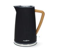 Nedis KAWK510EBK Bouilloire - 1,7L - 2200W - Soft-Touch - Poignée Bois - Base 360° - Noir