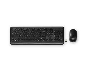 Nedis KBMCW100BKUS clavier Souris incluse Maison RF sans fil QWERTY Anglais américain Noir