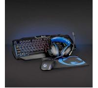 NEDIS Kit de Jeu Combiné 4-en-1 Clavier QWERTY, Casque, Souris et Tapis de Souris Gamer Gaming