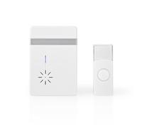 NEDIS Kit de sonnette sans fil - Alimentation par pile - 36 mélodies - Blanc et aluminium