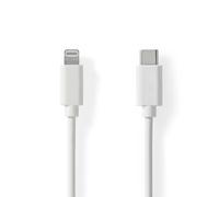 Nedis Câble Lightning CCGL39650WT10 – USB-C mâle, USB 2.0 480 Mbps, 1 m, plaqué nickel, blanc