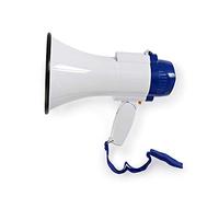 NEDIS Mégaphone - Portée maximale: 250 m - Contrôle du Volume maximale: 115 DB - Microphone intégré - Sirène intégrée - Fonction d'enregistrement - Blanc/Bleu