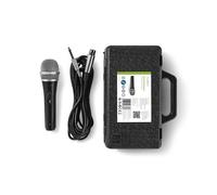 Nedis, microphone cardioïde à câble 5m détachable avec interrupteur & étui, noir