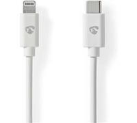 Nedis Câble USB-C mâle vers Lightning 8 broches USB 2.0 480 Mbps 2,00 m blanc plaqué nickel