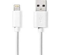 Nedis - Câble Lightning USB 2.0 CCGL39300WT20 - USB‑A mâle 480 Mbps, plaqué nickel, 2 m, blanc