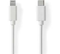 Nedis Câble Lightning CCGL39650WT10 – USB-C mâle, USB 2.0 480 Mbps, 1 m, plaqué nickel, blanc