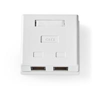 Nedis Network Socket Outlet - Sur le mur - 2 port(s) - UTP CAT6 - Droit - Femelle - Plaqué or - PVC - Blanc - Boîte
