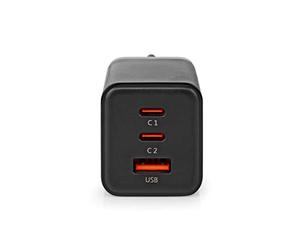 NEDIS Netzladegerät 65 W GaN Schnellladefunktion 3.0 3 A A - Anzahl der Ausgänge: 3, USB-A, 2X USB-C™, Automatische