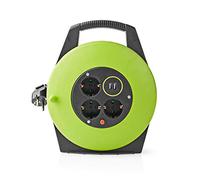 NEDIS PECCR10UFGN Enrouleur de câble | Schuko | 10.0 m | 3000 W | 16 A | Type de mise à la terre : contacts latéraux | 230 ~ V 50/60Hz | Angle de prise : 90° | H05VV-F 3G1.5mm² | Fusible : Oui |