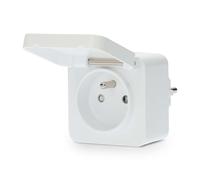 Nedis Prise Connectée Wi-Fi IP44 Wattmètre 3680W Type E avec Clapet Blanc