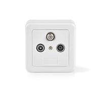Boîte d'extrémité d'antenne | 1x connecteur F femelle / 1x connecteur IEC mâle / 1x connecteur IEC femelle | 75 Ohm | Return path | Silver / White
