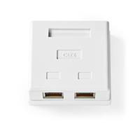 Nedis Prise murale réseau - Sur le mur - 2-Port port(s) - STP CAT6 - Droit - Connecteur femelle - Doré - PVC - Blanc - Boîte